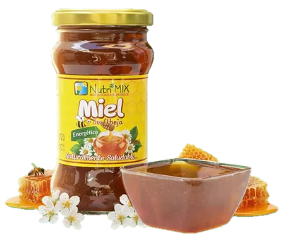 Miel de abeja orgánica pura en frasco de 500g - Sin aditivos